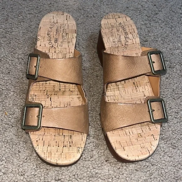 Kork-Ease Saffron Slide Leather‎ Sandal Cork Woodgrain Brown Terra 8 - Picture 2 of 8